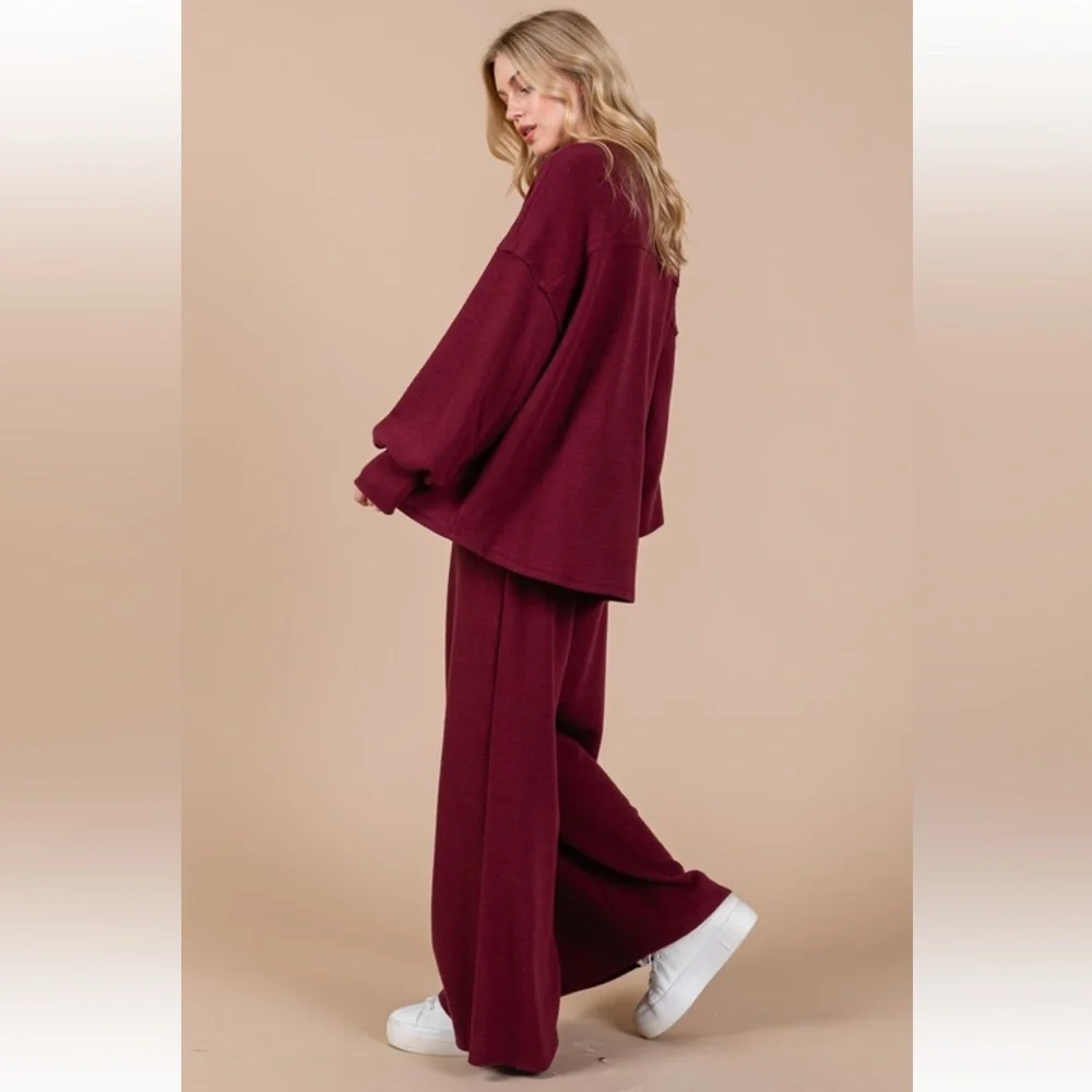 RESTOCKED Boho wide leg pant 2-piece sweatshirt set - Picture 3 of 7